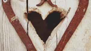 beige wooden heart hole